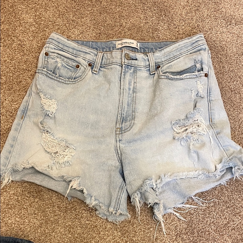 Abercrombie & Fitch Light Blue Distressed Jean Shorts